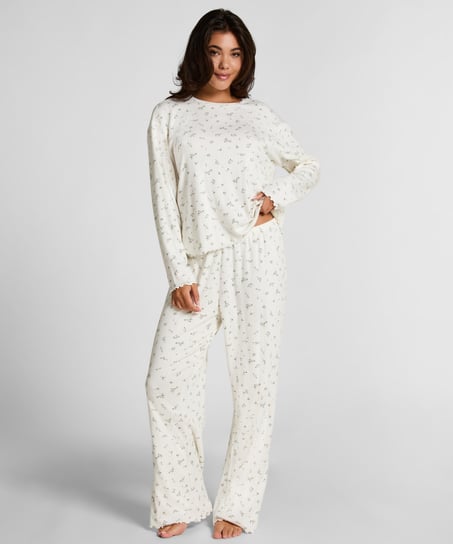 Pyjama Pant Loose Pointelle, Blanc