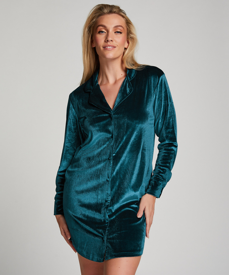 Chemise de nuit Shiny Velours, Bleu