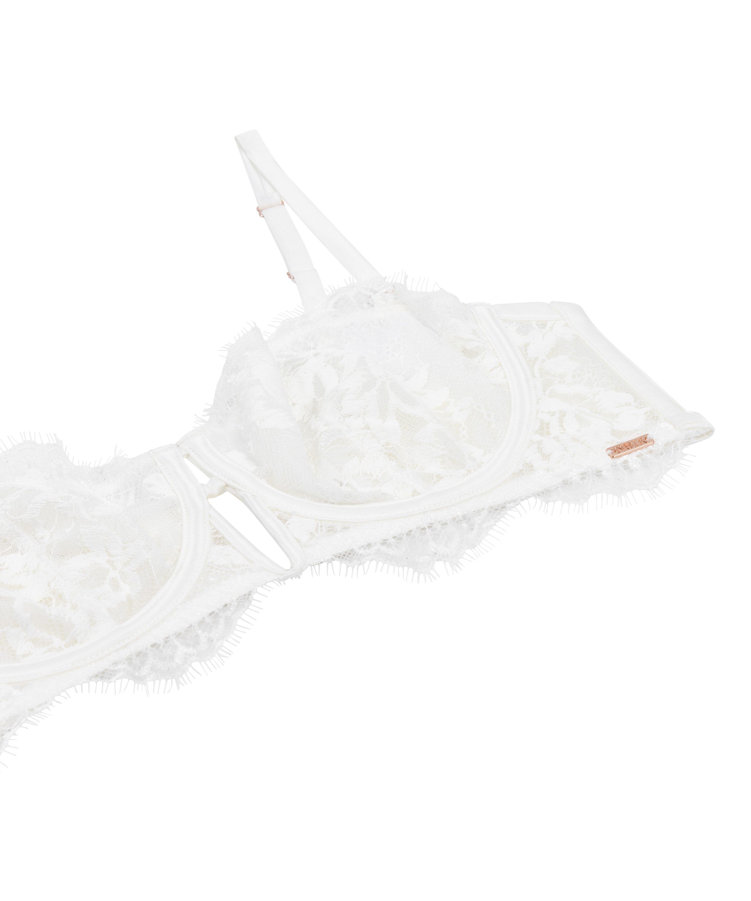 Soutien-gorge à armatures non préformé longline Tiah, Blanc, main