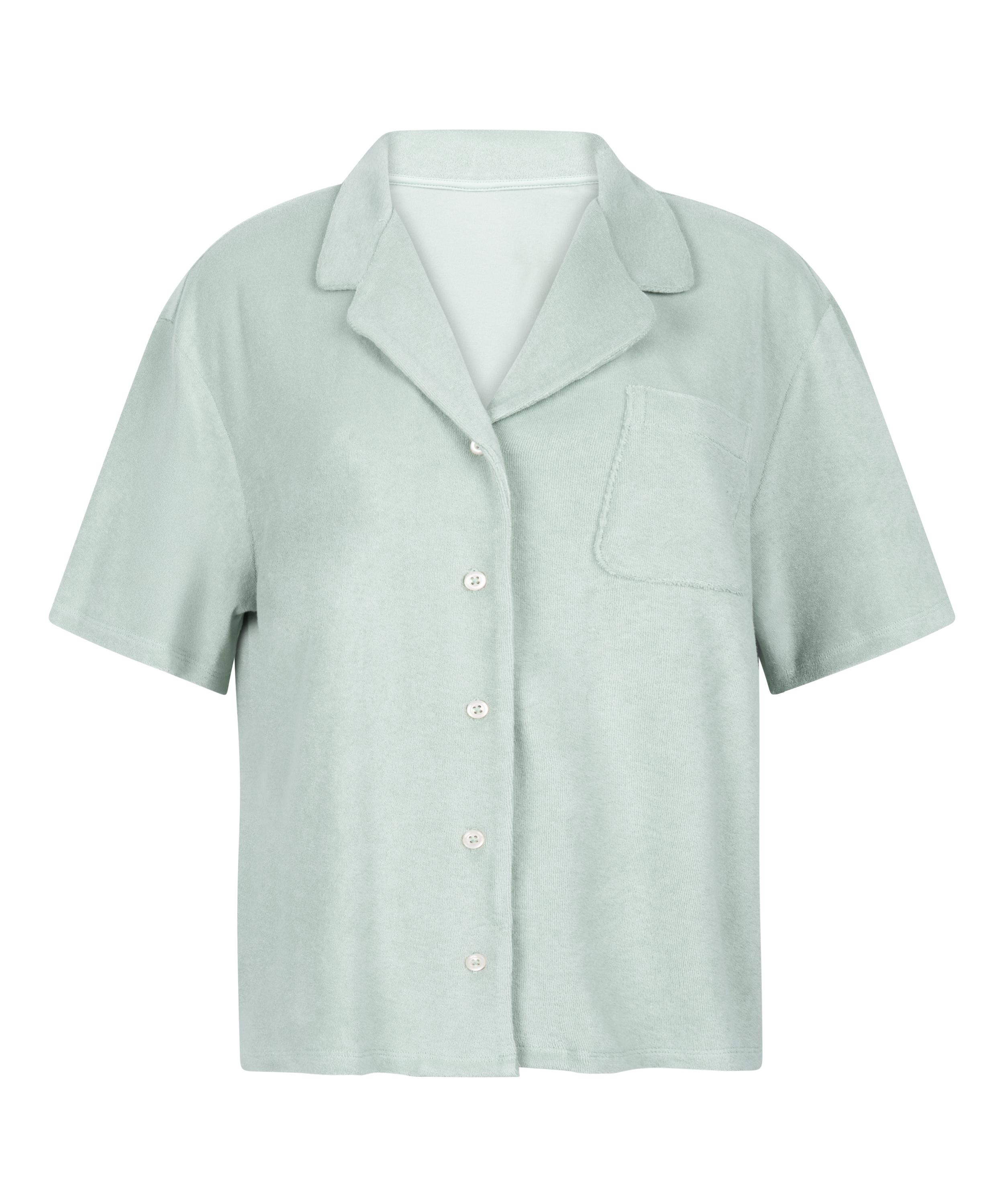 Chemise boutonnée en tissu éponge, Vert, main