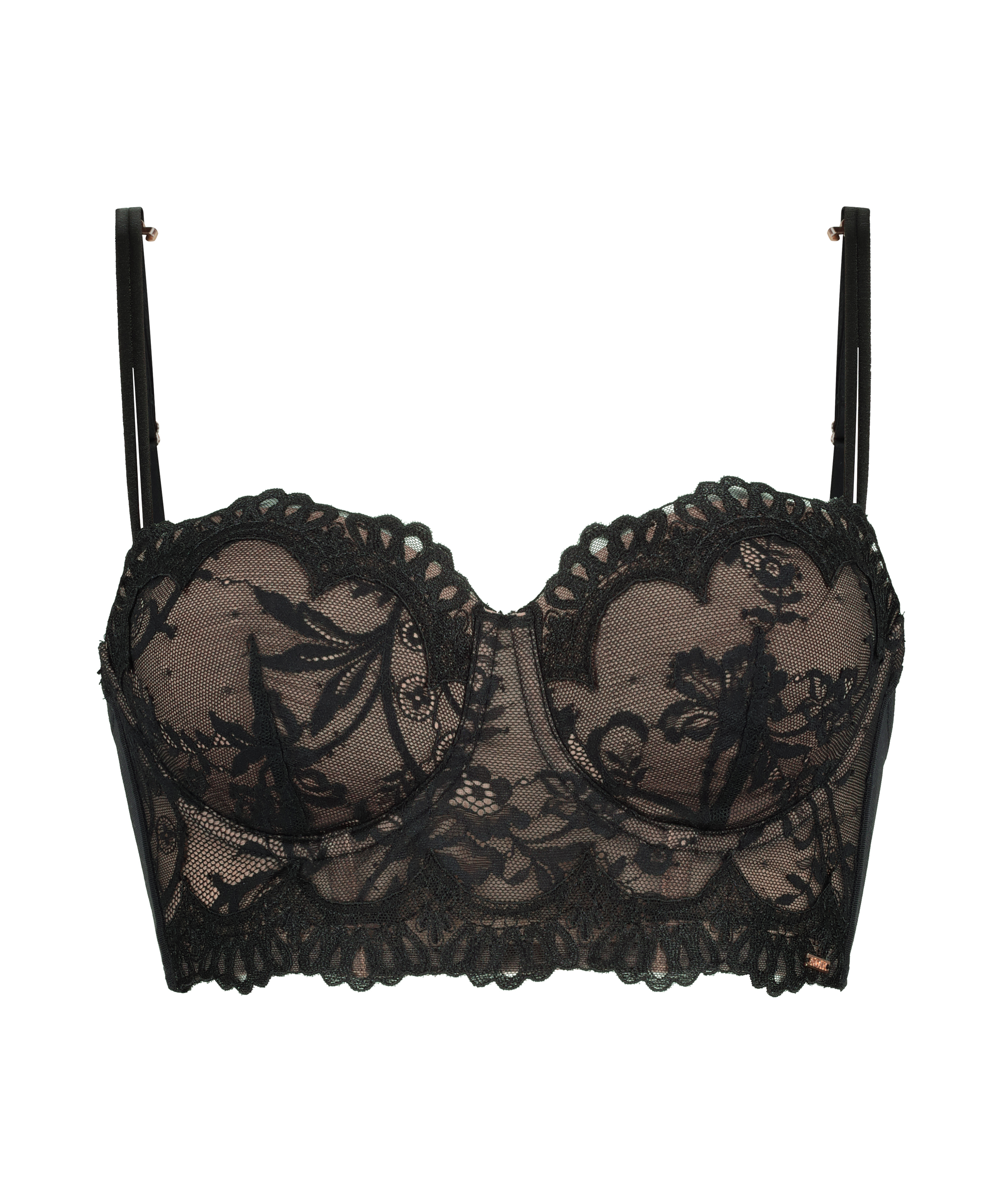 Soutien-gorge à armatures préformé longline Helena, Noir, main
