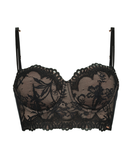 Soutien-gorge à armatures préformé longline Helena, Noir