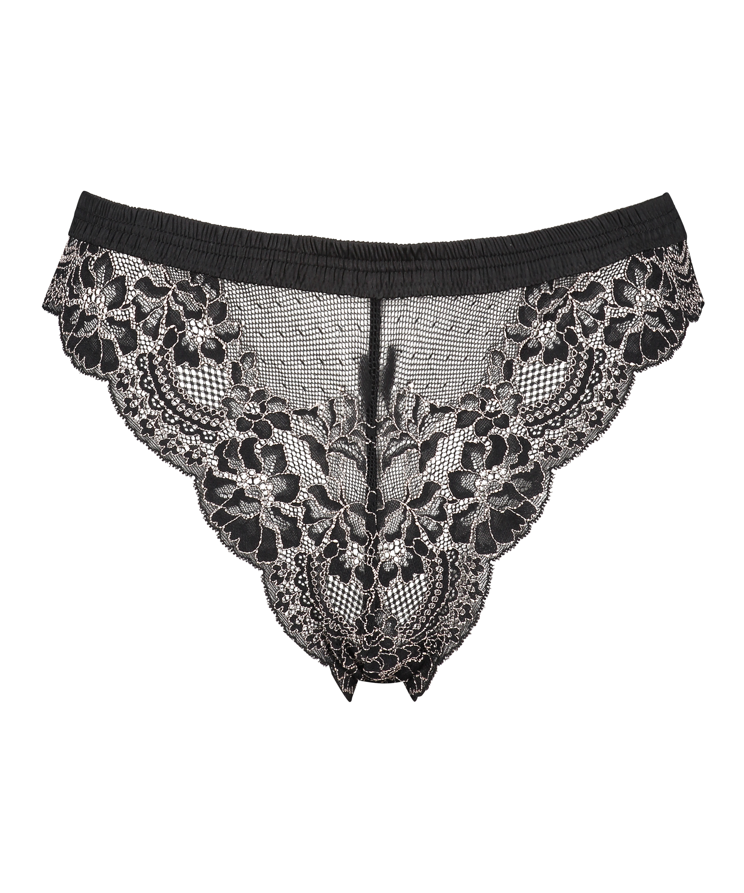 Slip brésilien échancré Yvo, Noir, main