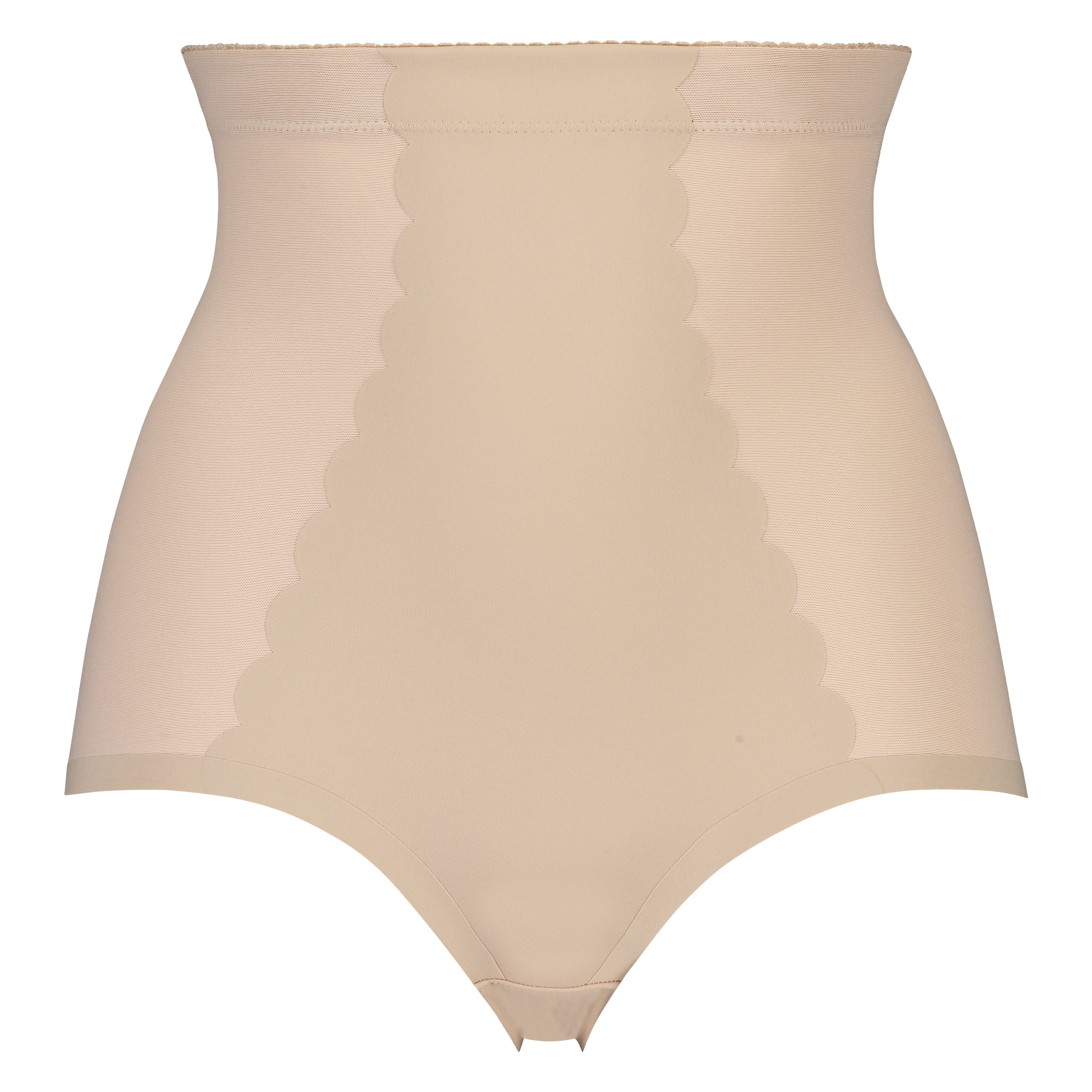 Bas taille haute avec gaine sculptante en dentelle festonnée - Level 3, Beige, main