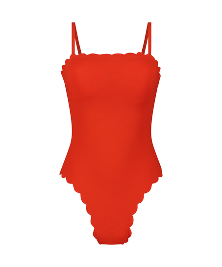 Maillot de bain Bandeau Scallop, Rouge