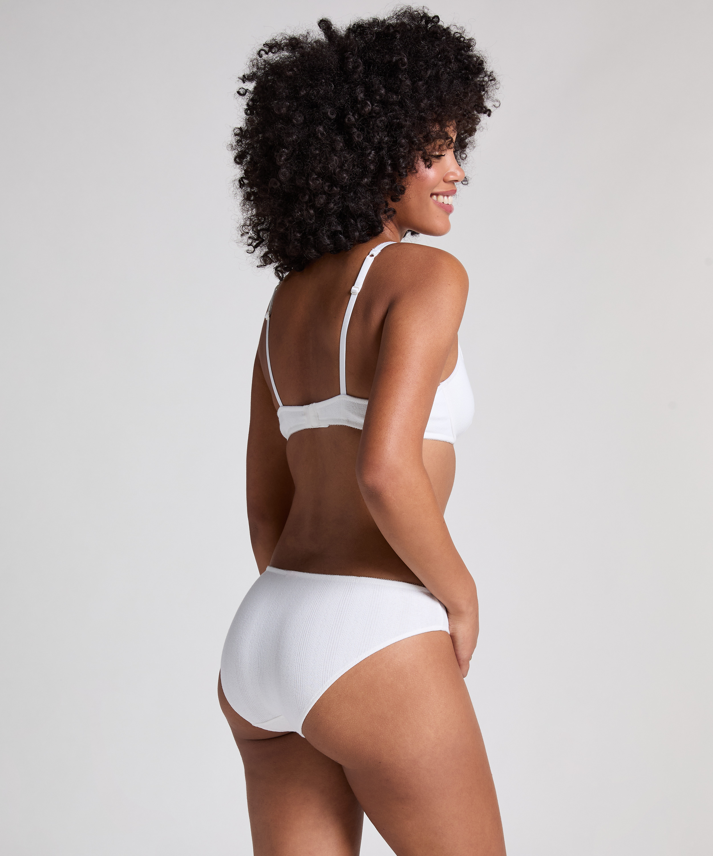 Soutien-gorge à armatures non-rembourré Pointelle, Blanc, main