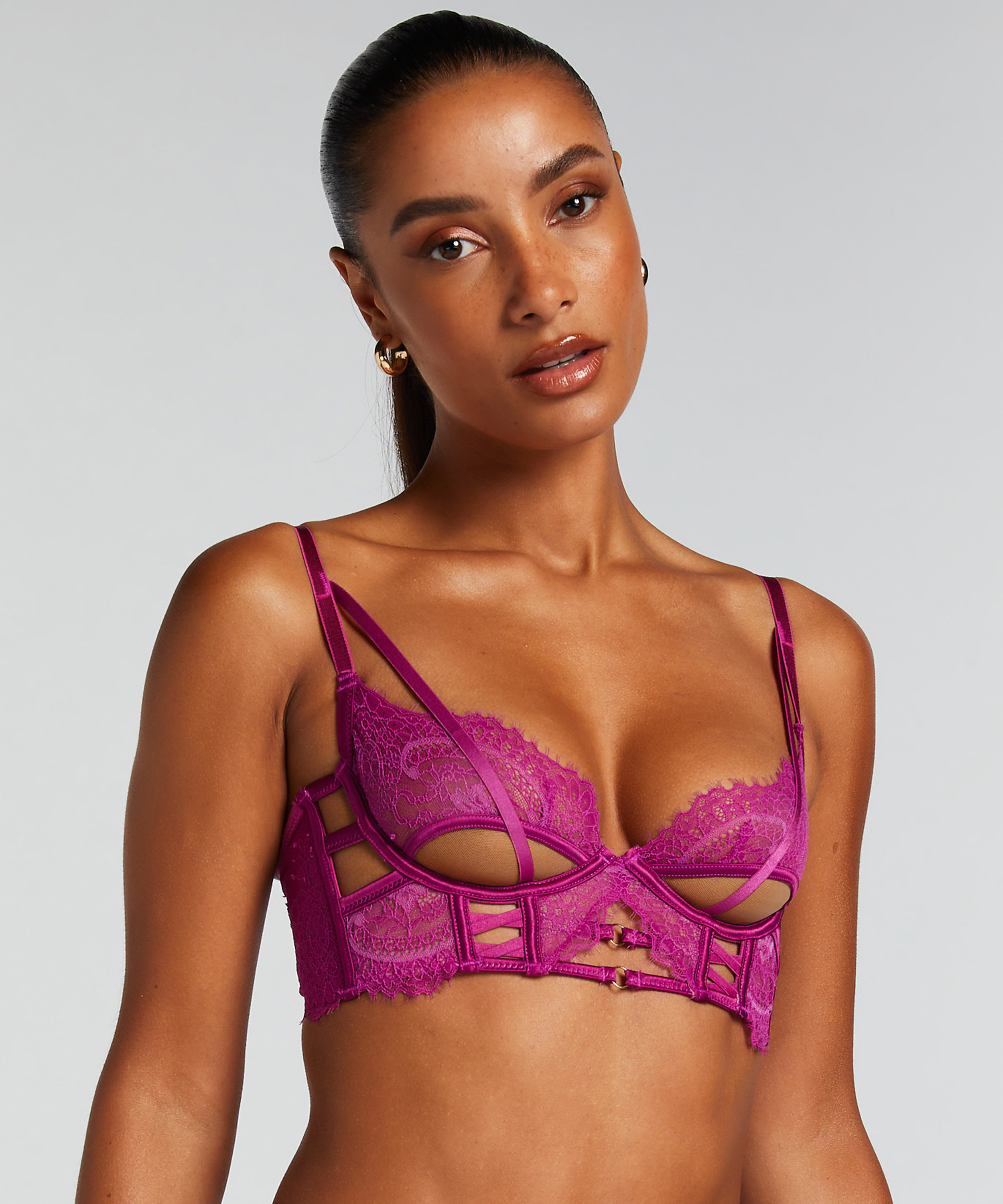 Soutien-gorge à armatures non-préformé longline Monet, Violet, main
