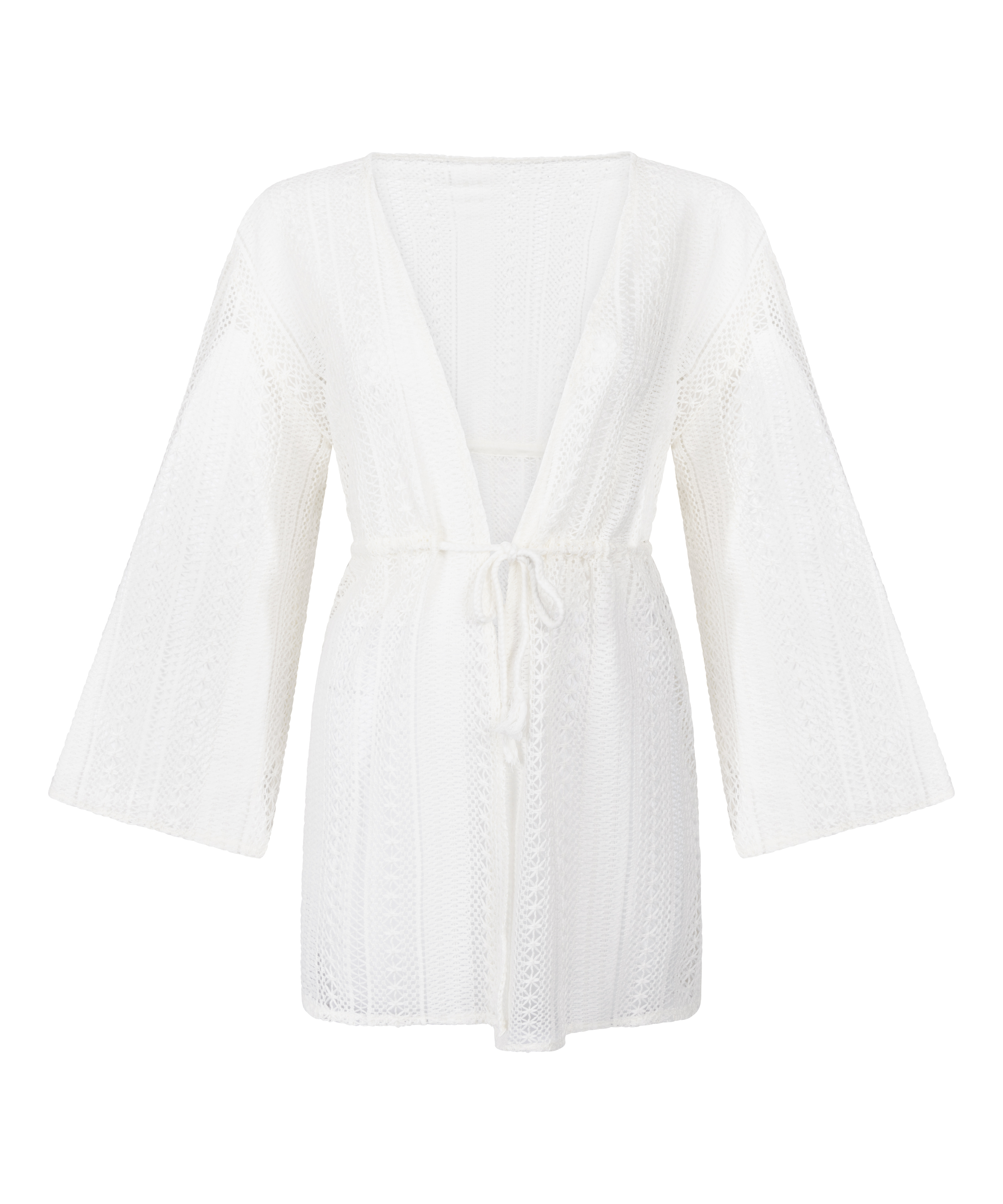 Caftan de plage en crochet, Blanc, main