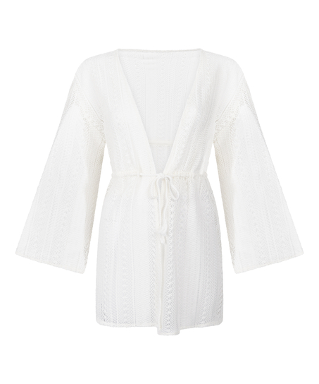 Caftan de plage en crochet, Blanc