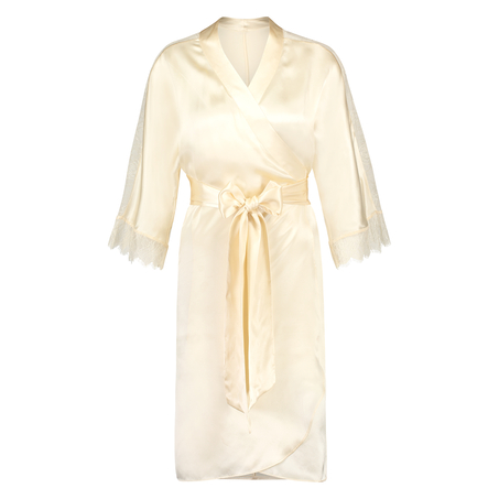 Kimono en dentelle de soie, Beige