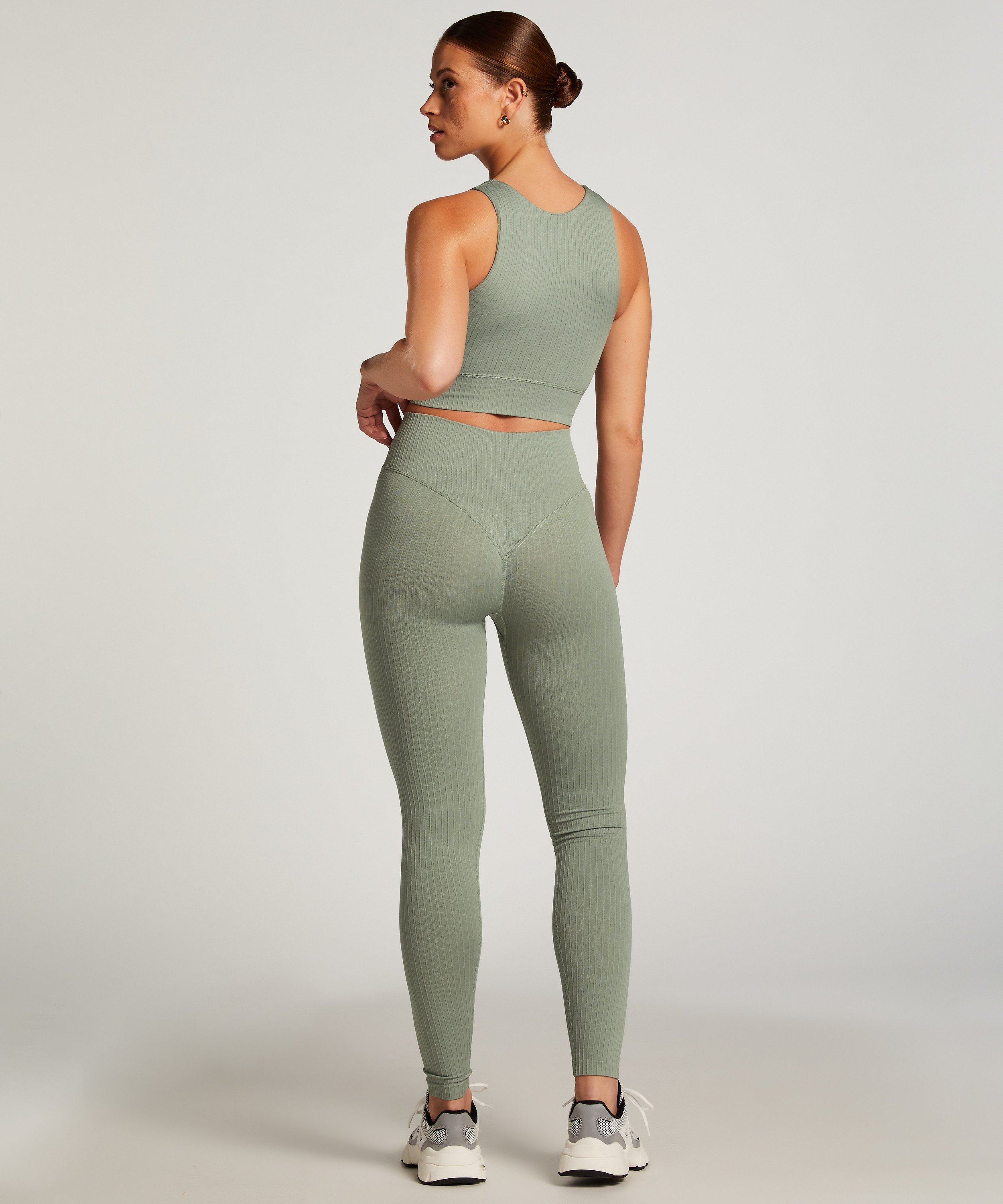Legging de sport sans coutures taille haute HKMX, Vert, main