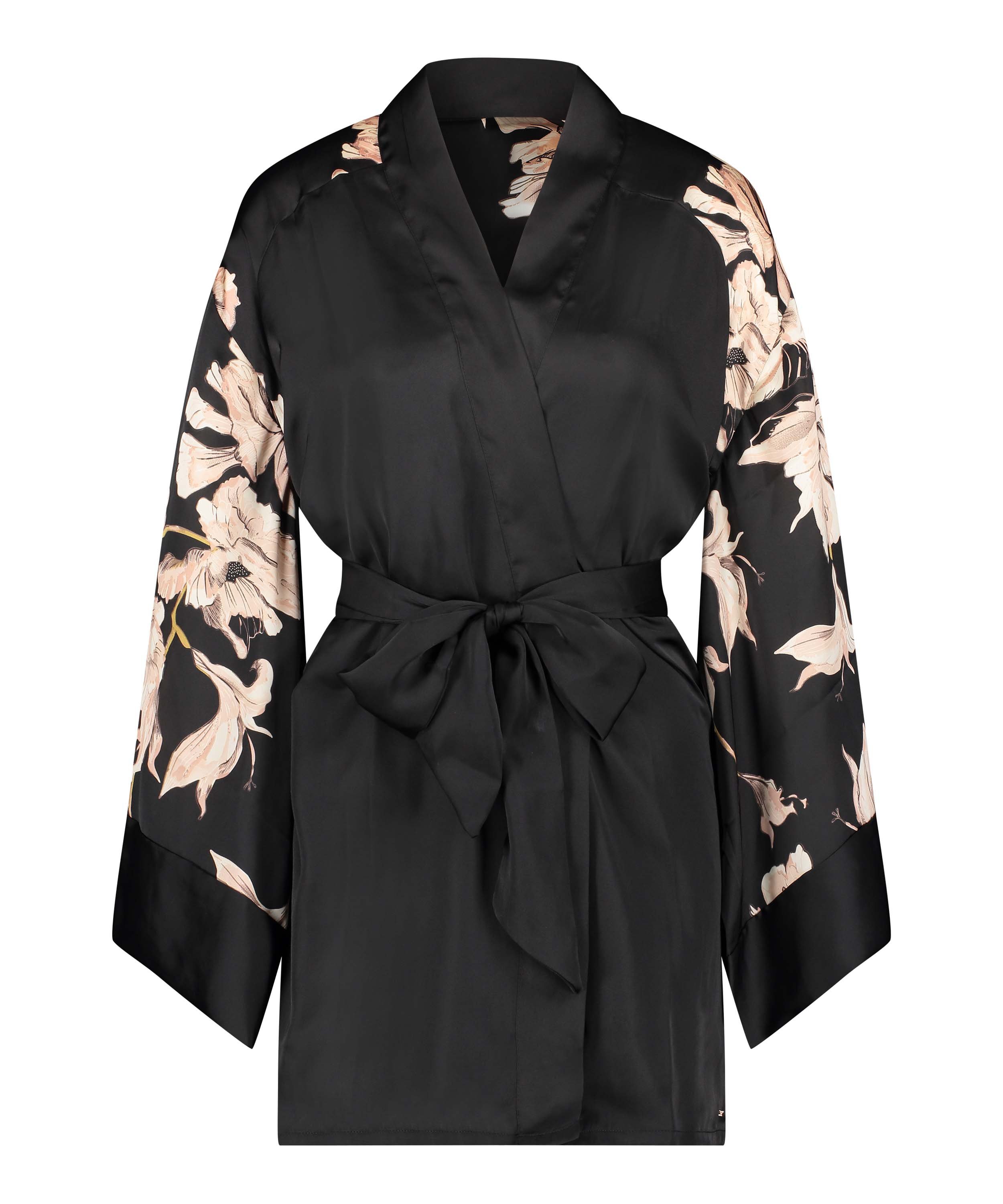 Kimono Satin Bloom, Noir, main