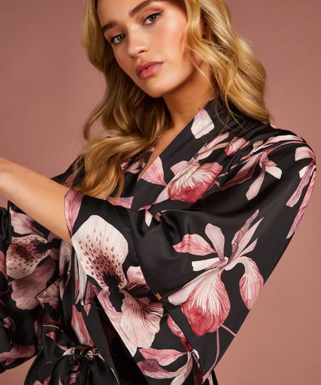 Kimono Satin Bloom, Noir