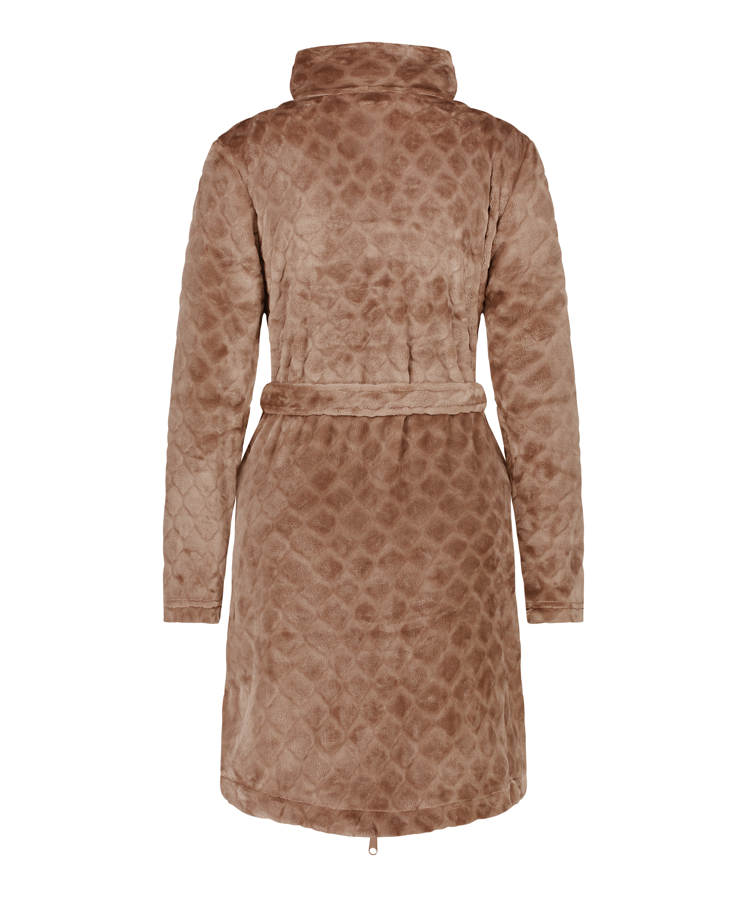 Peignoir Zip Fleece, Marron, main