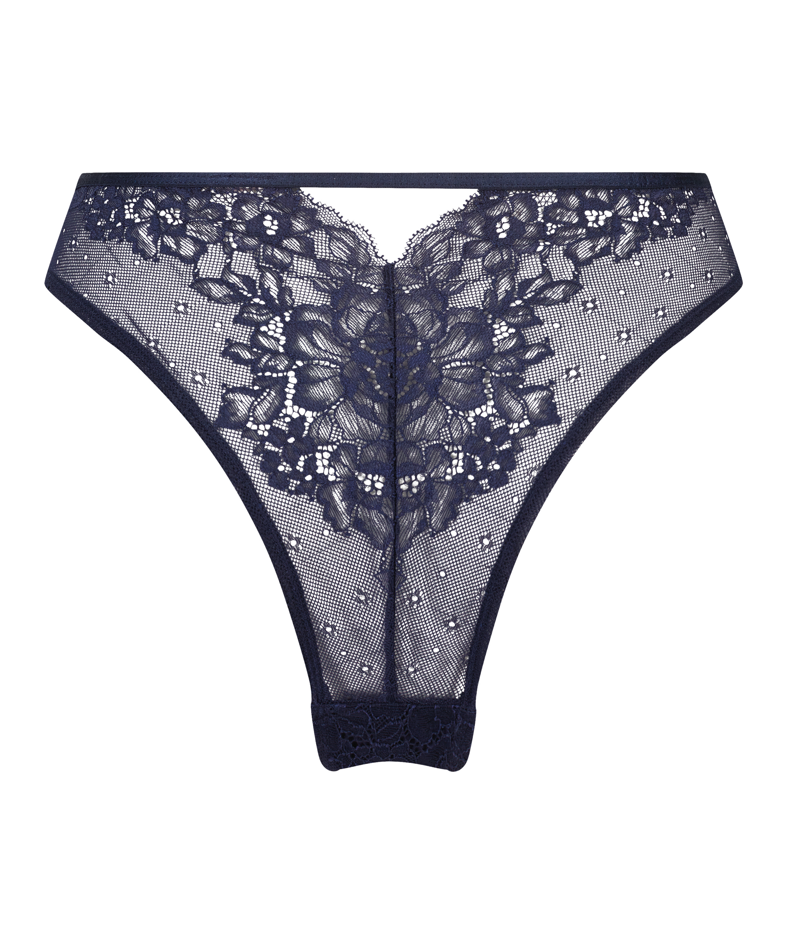 Slip brésilien échancré Clara, Bleu, main