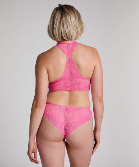 Slip brésilien iInvisible Lace Back, Rose