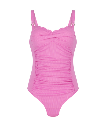 Maillot de bain galbé Scallop, Rose