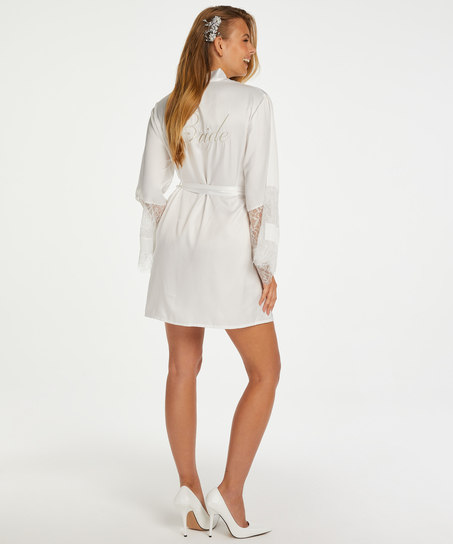 Kimono satin Bridal, Blanc