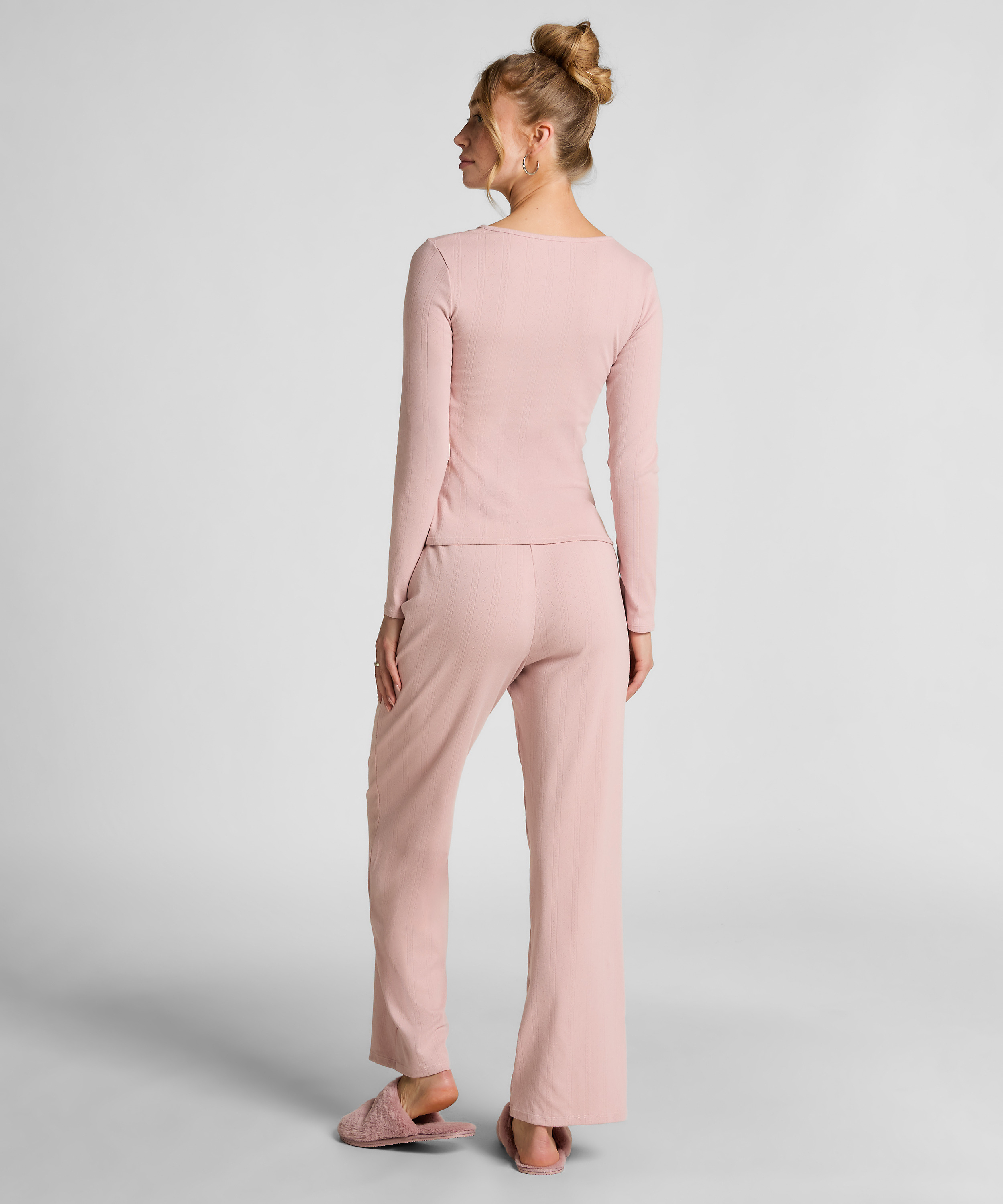 Haut de pyjama Henley, Rose, main