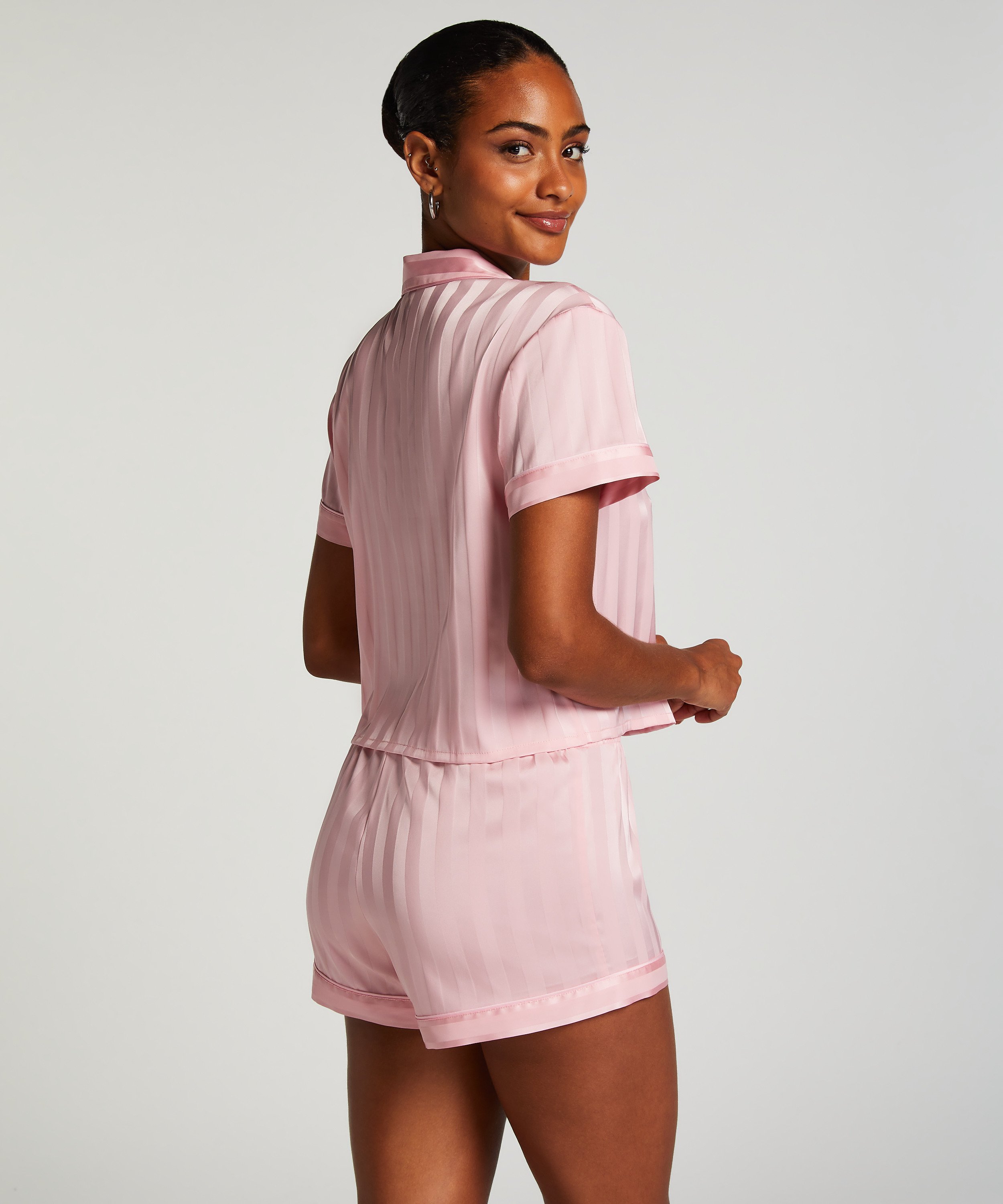 Short de pyjama Satin, Rose, main