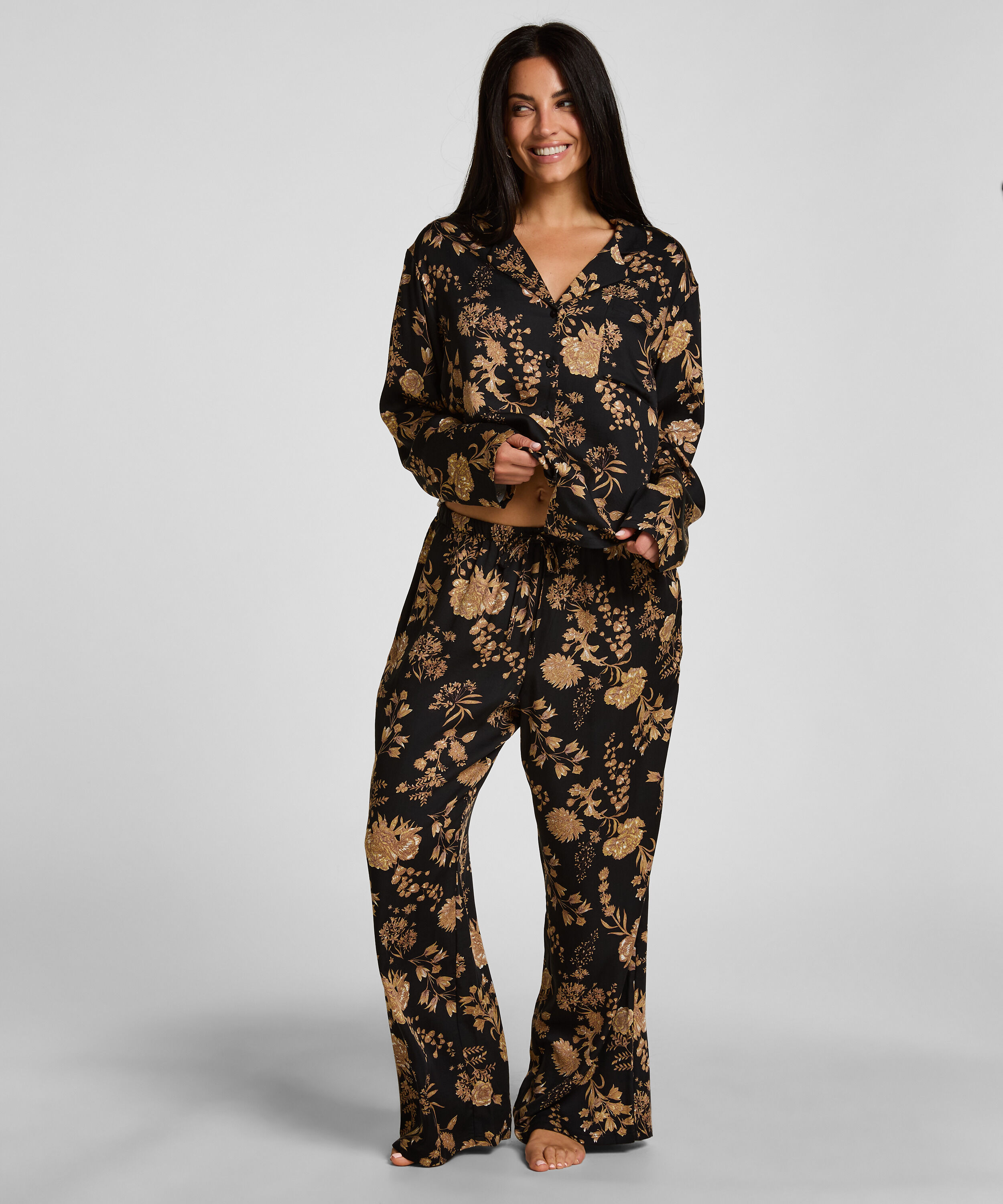 Pantalon de Pyjama Woven Print, Noir