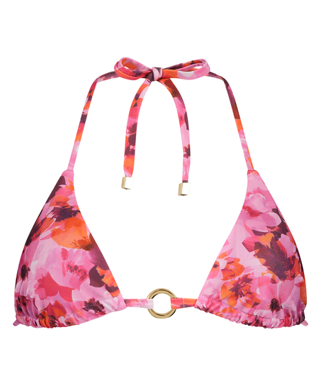 Haut de bikini triangle Floral, Rose