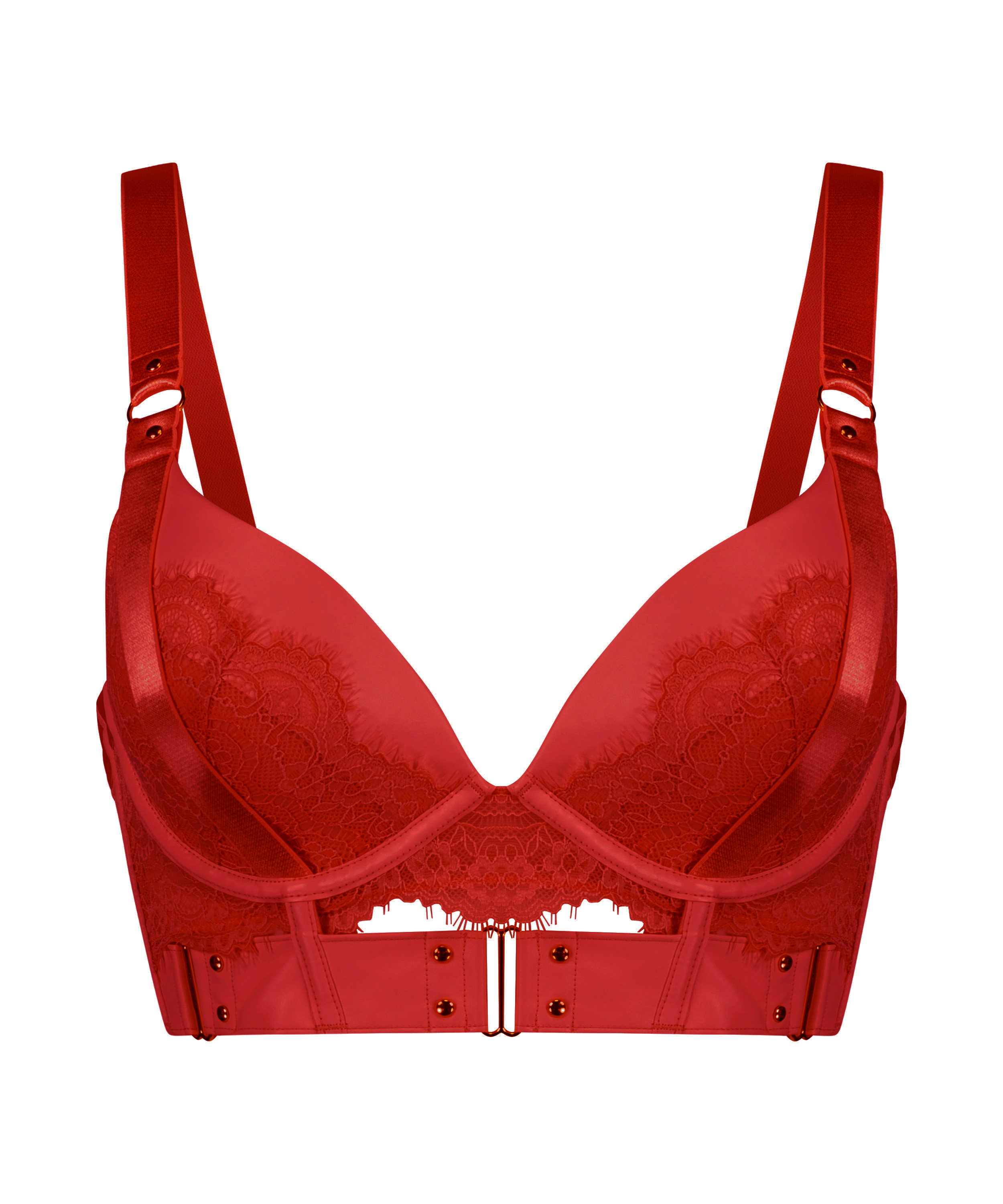 Soutien-gorge push-up à armatures préformé longline Occult, Rouge, main