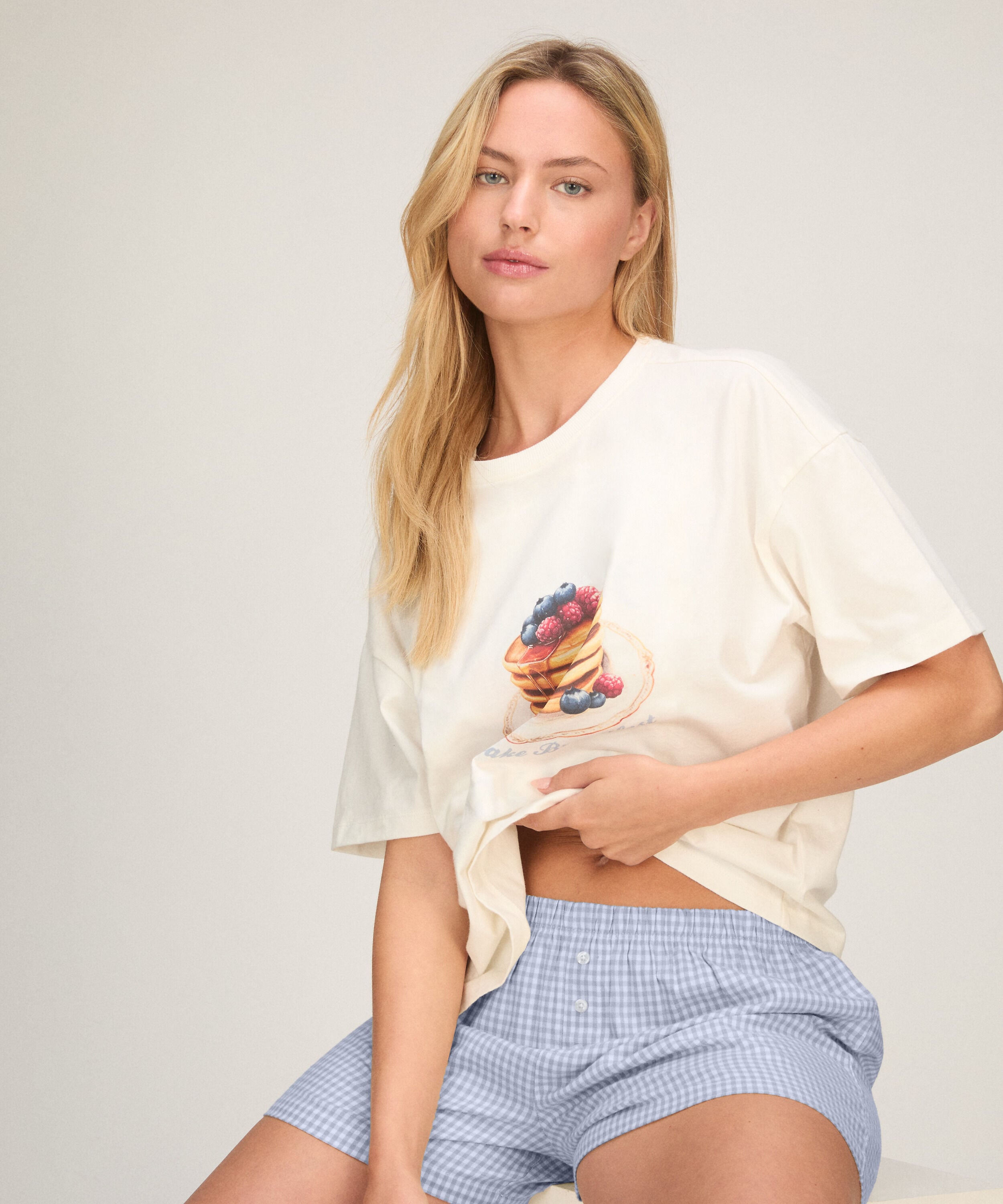 Ensemble Pyjama avec Short et T-shirt, Blanc