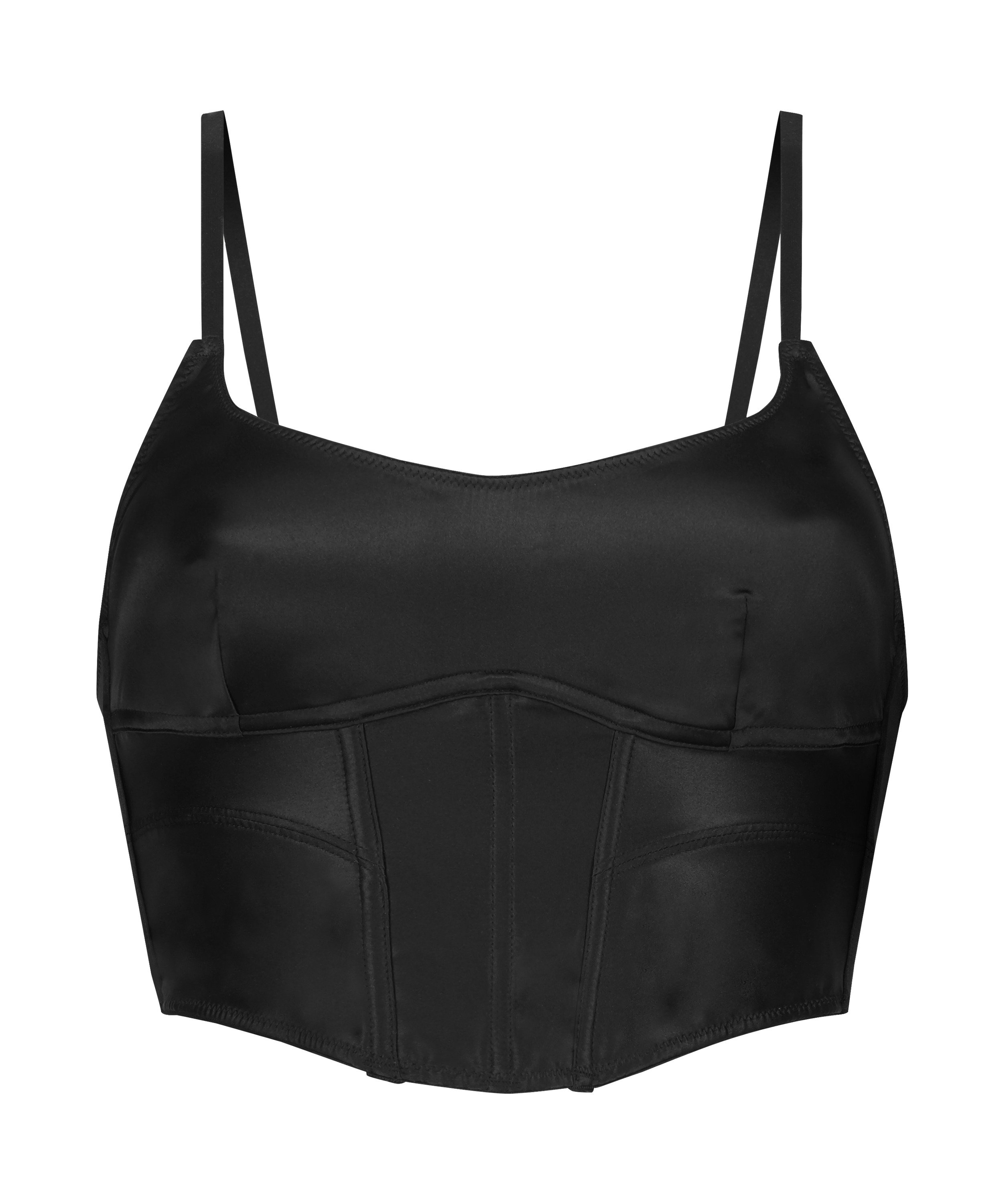 Top corset en Satin, Noir, main