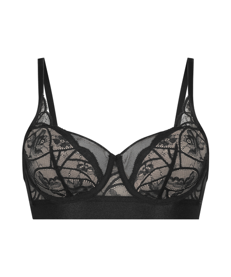 Soutien-gorge rembourré à armatures longline Luna, Noir