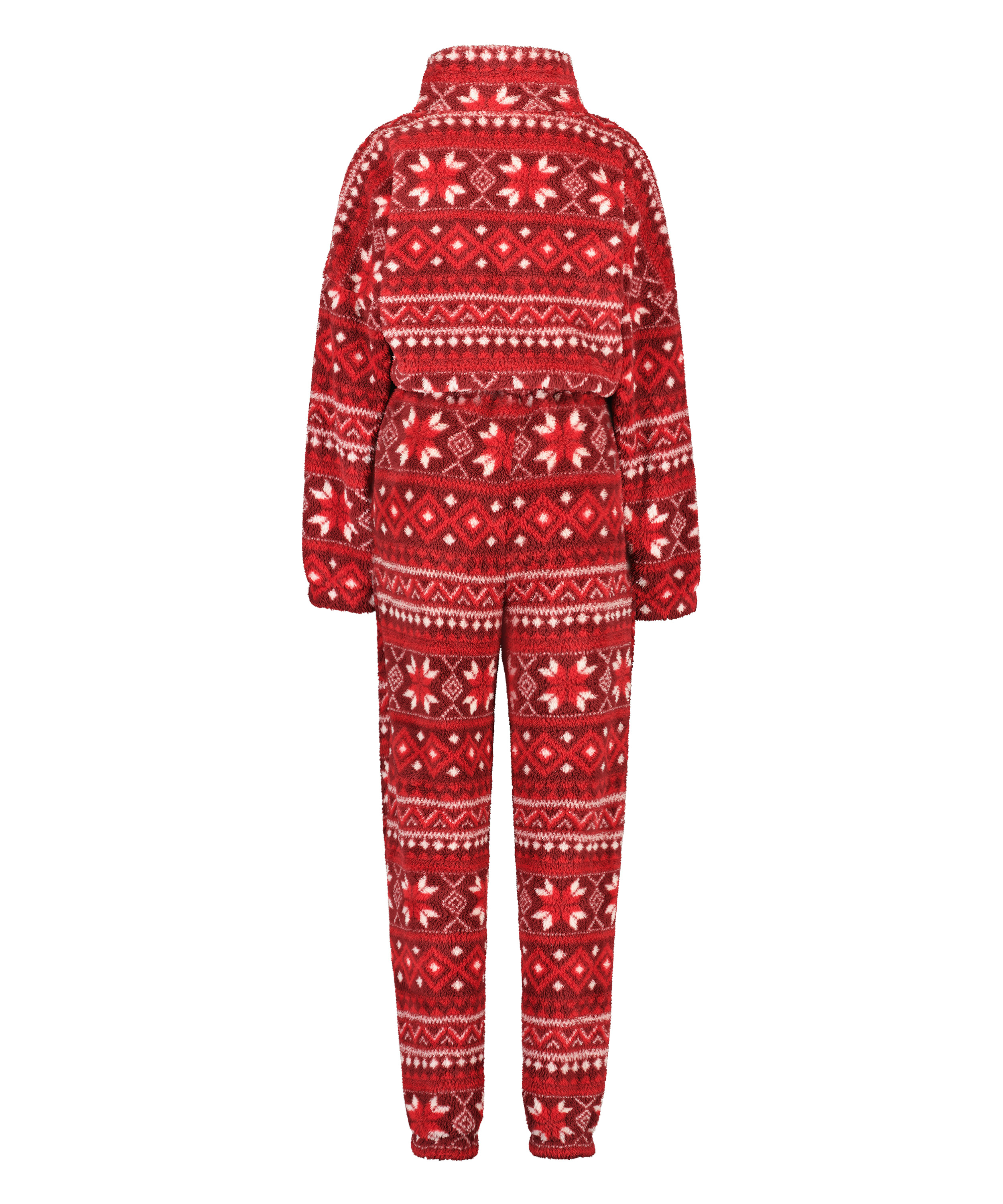 Onesie en flanelle et polaire Fairisle, Rouge, main