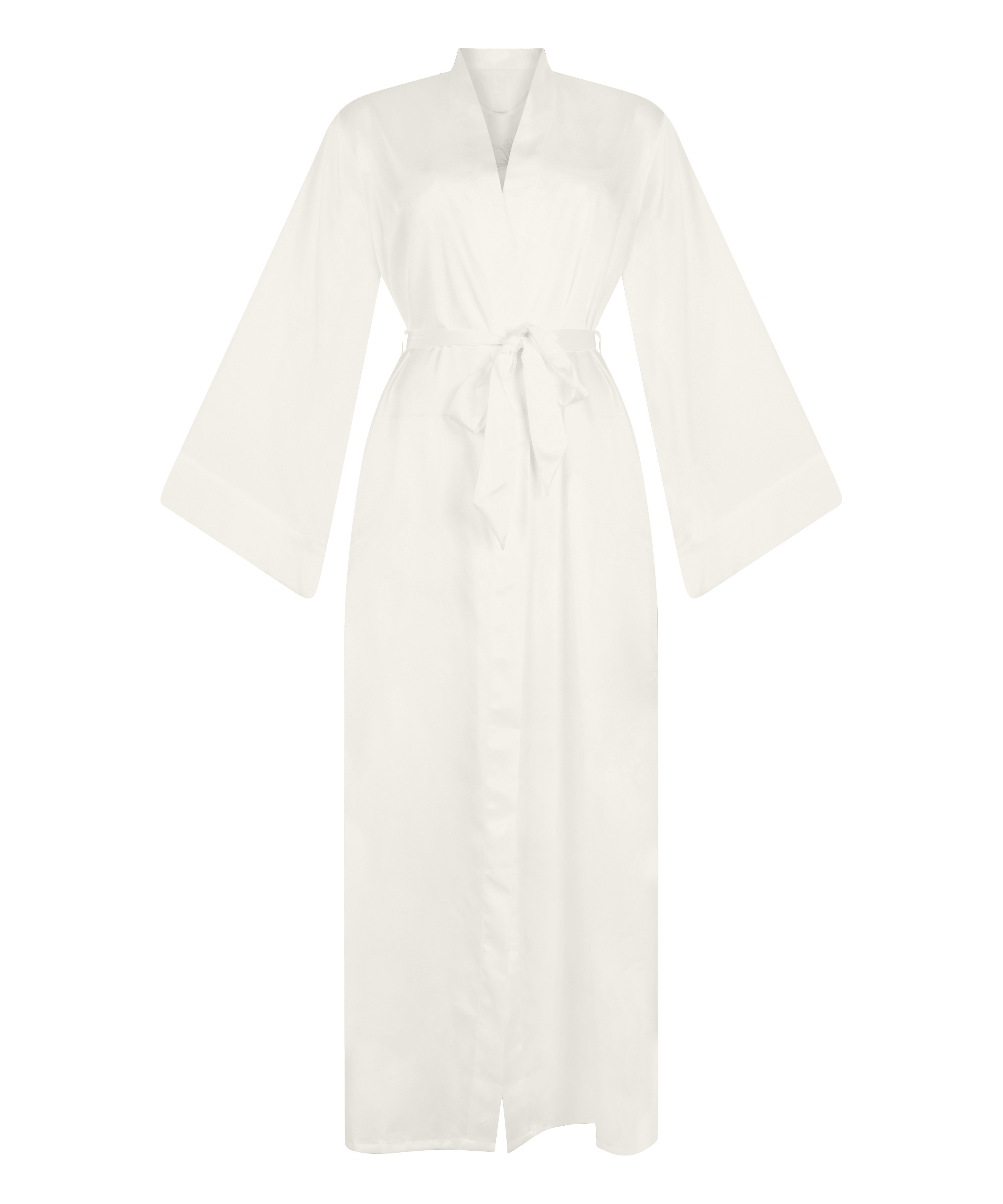 Kimono Long Satin Floral, Blanc, main