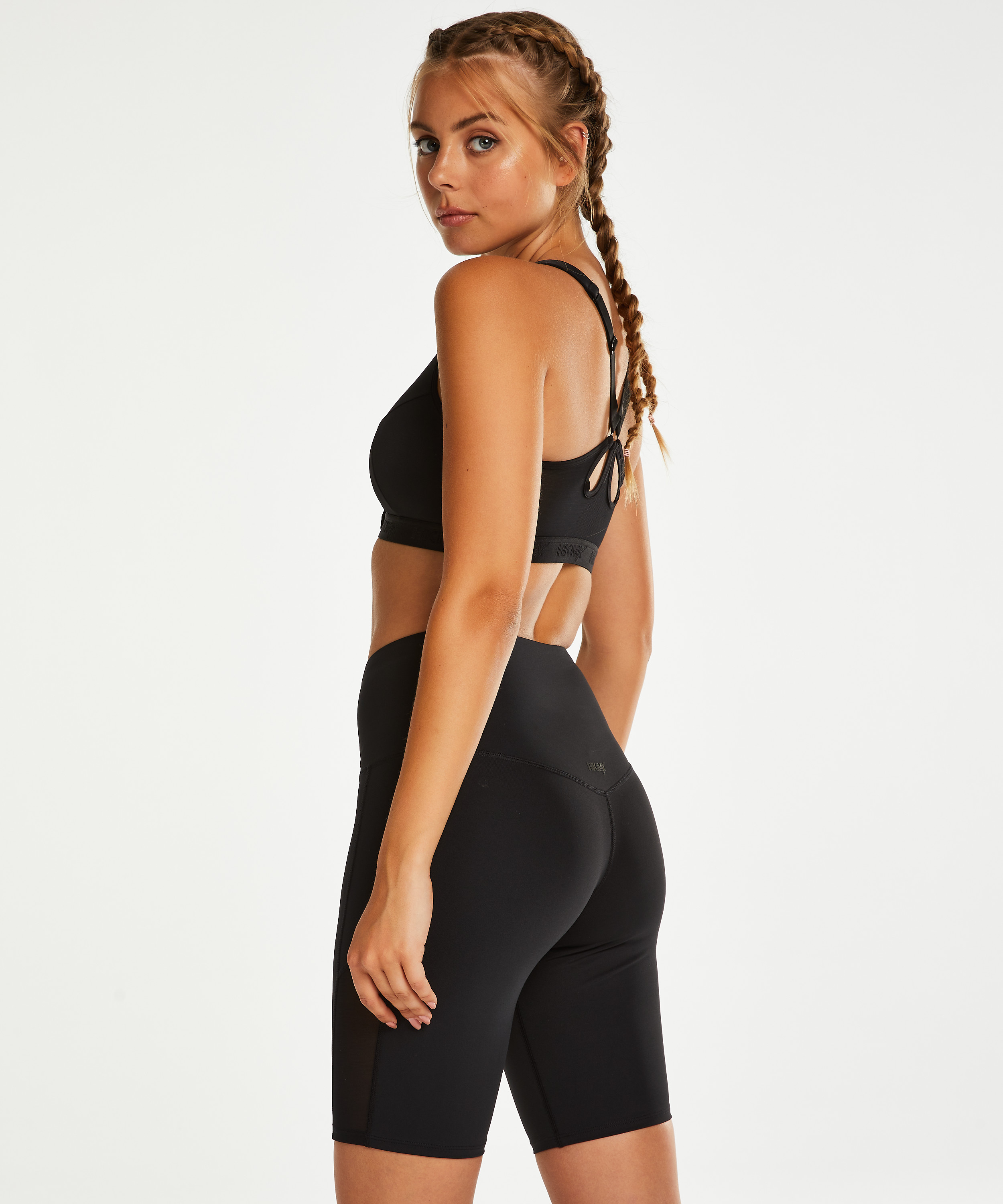 Short cycliste taille haute HKMX, Noir, main