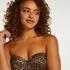 Haut de bikini push-up rembourré sans bretelles Leopard, Marron