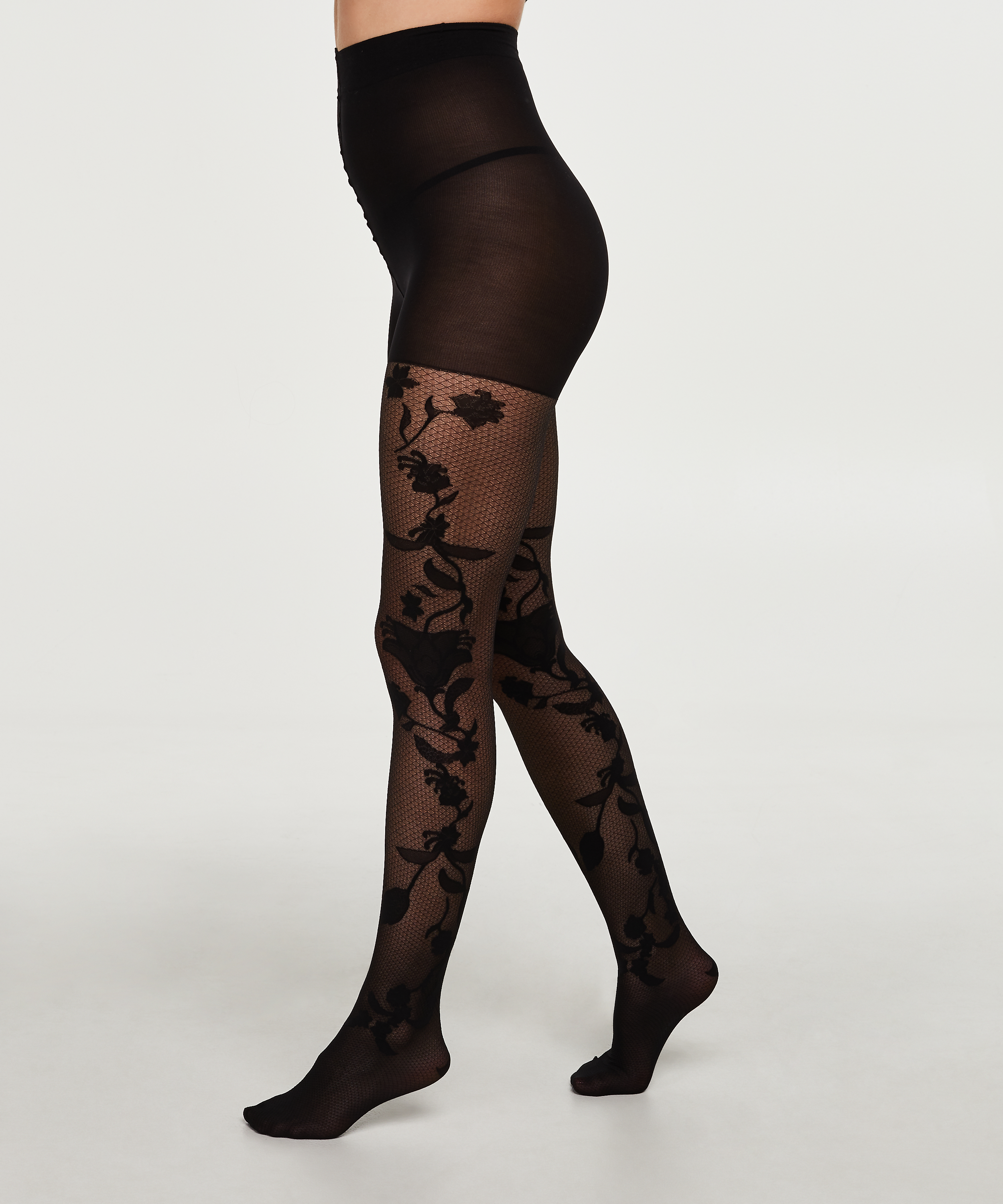 Collants Fishnet Paisley, Noir, main