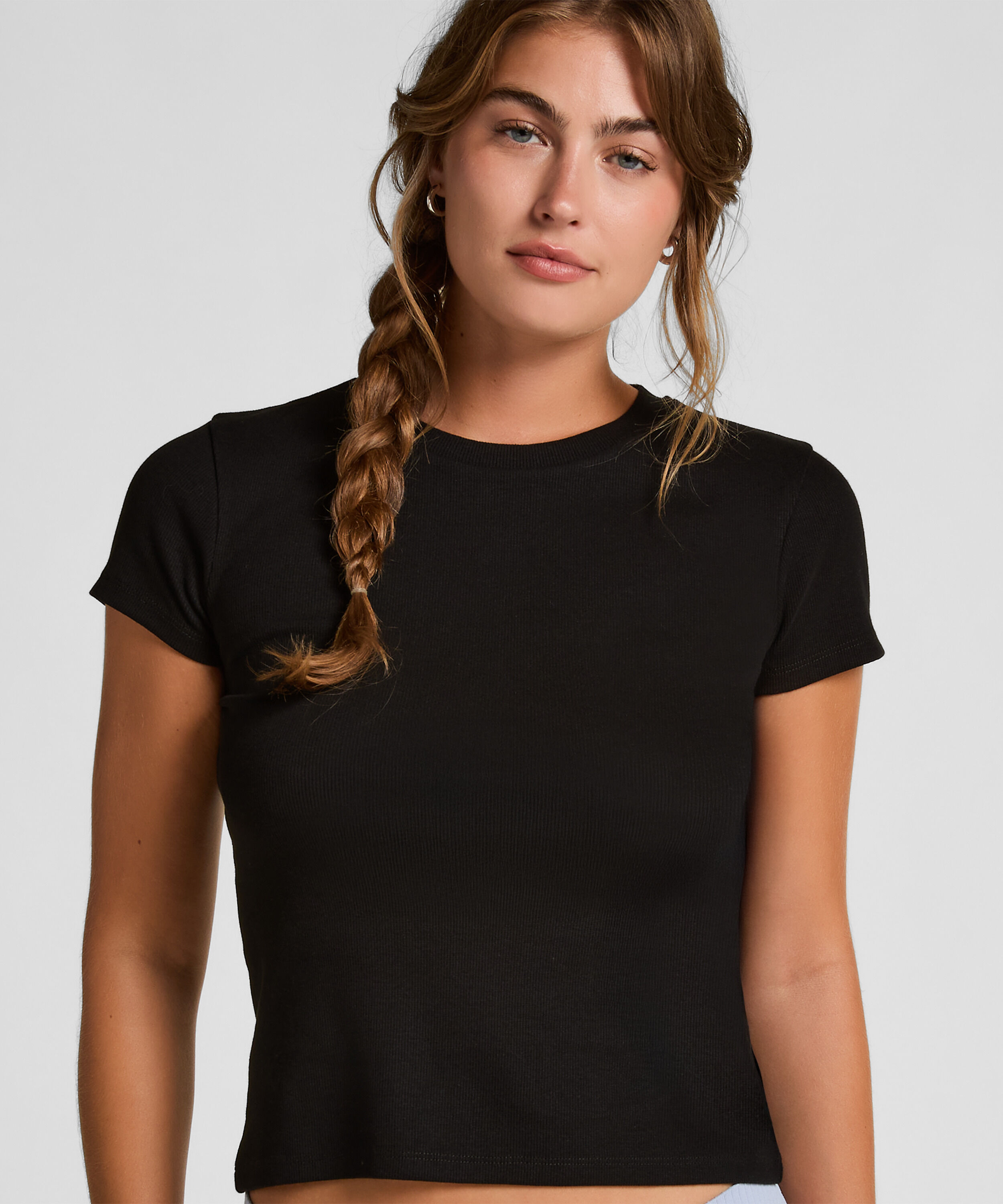 Haut de pyjama manches courtes rib crew neck