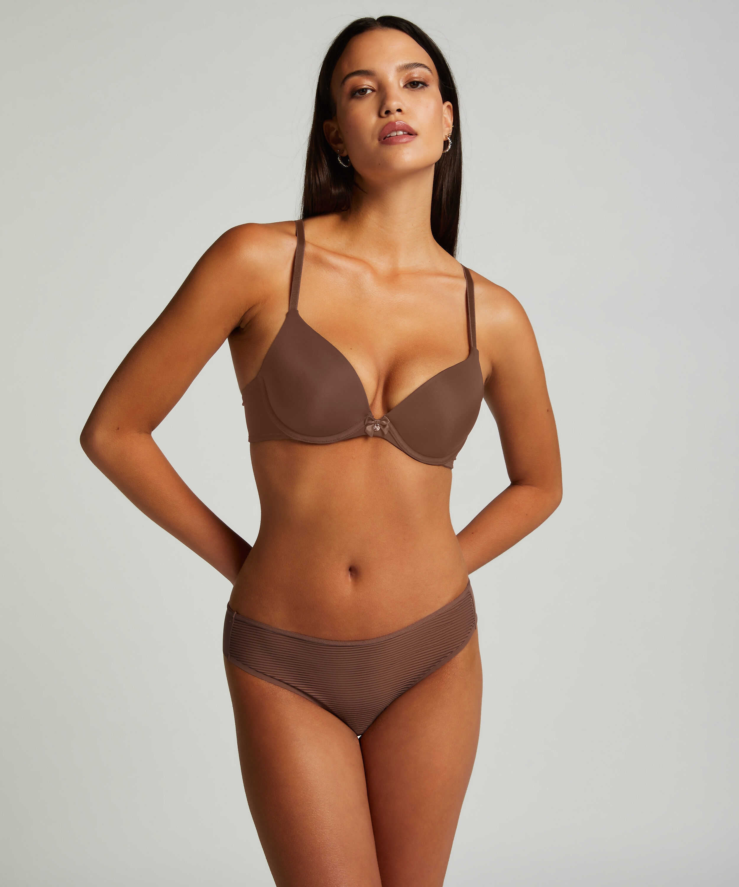 Slip brésilien invisible Stripe mesh, Marron
