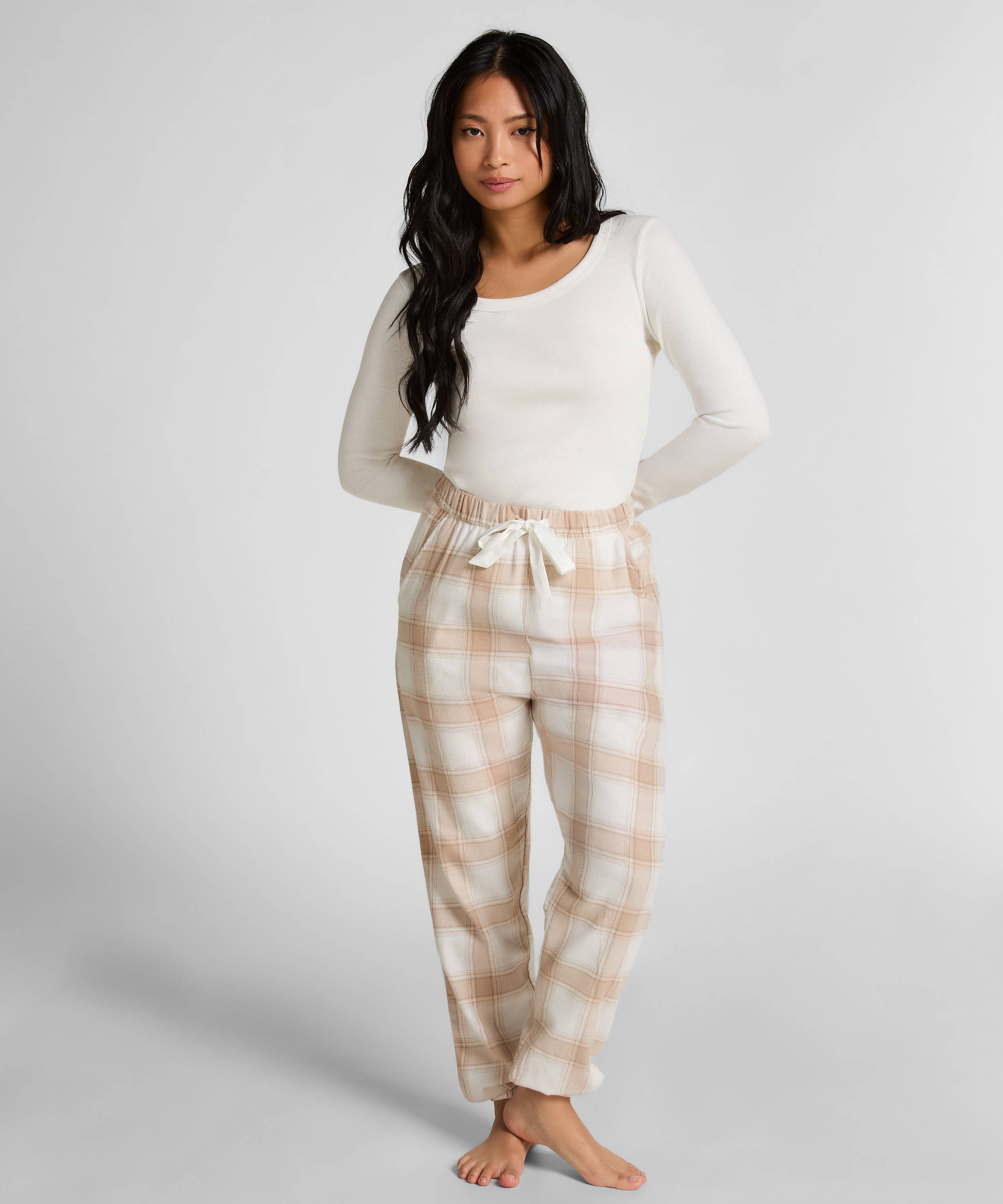 Pantalon de Pyjama Flanel, Beige, main