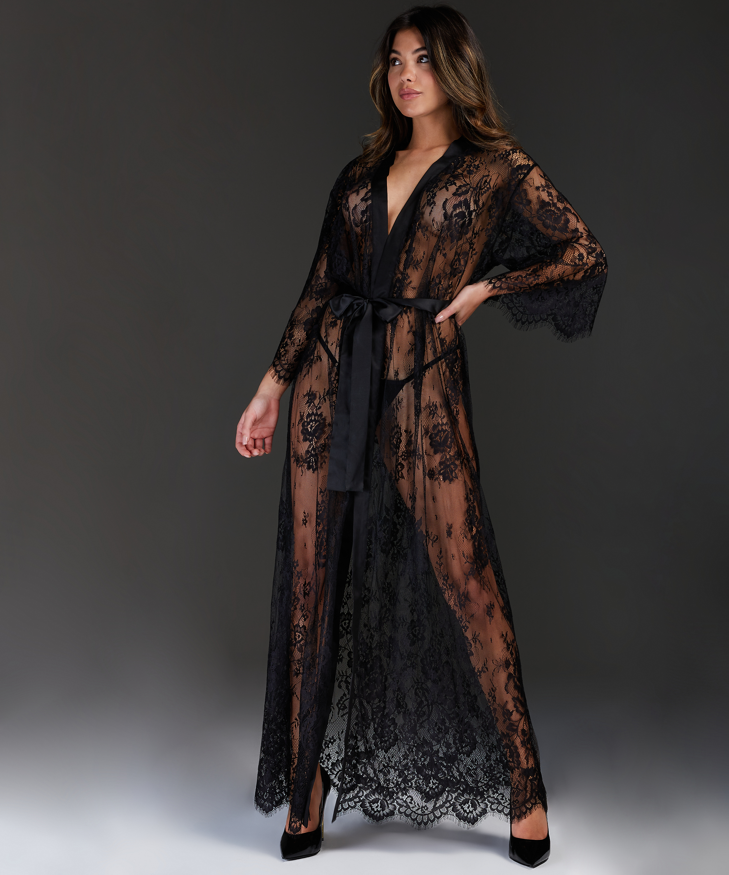 Kimono Allover Lace, Noir, main