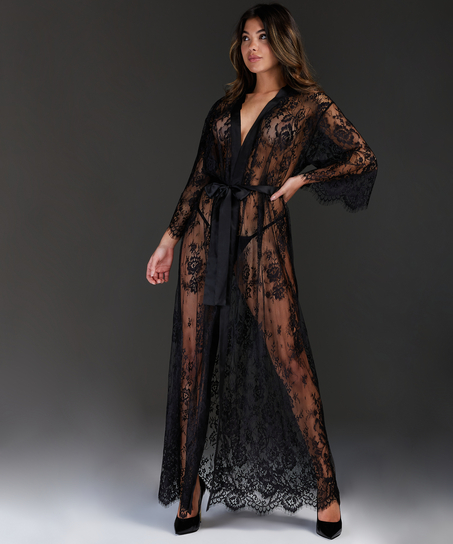 Kimono Allover Lace, Noir