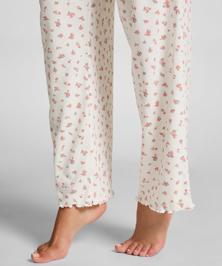 Pantalon de pyjama côtelé, Blanc