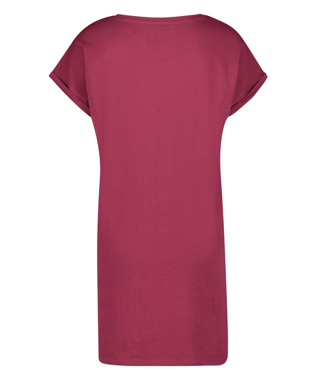 Chemise de nuit à col rond, Rouge