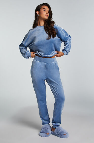 Hunkemöller Tall Pantalon de jogging Velours Bleu