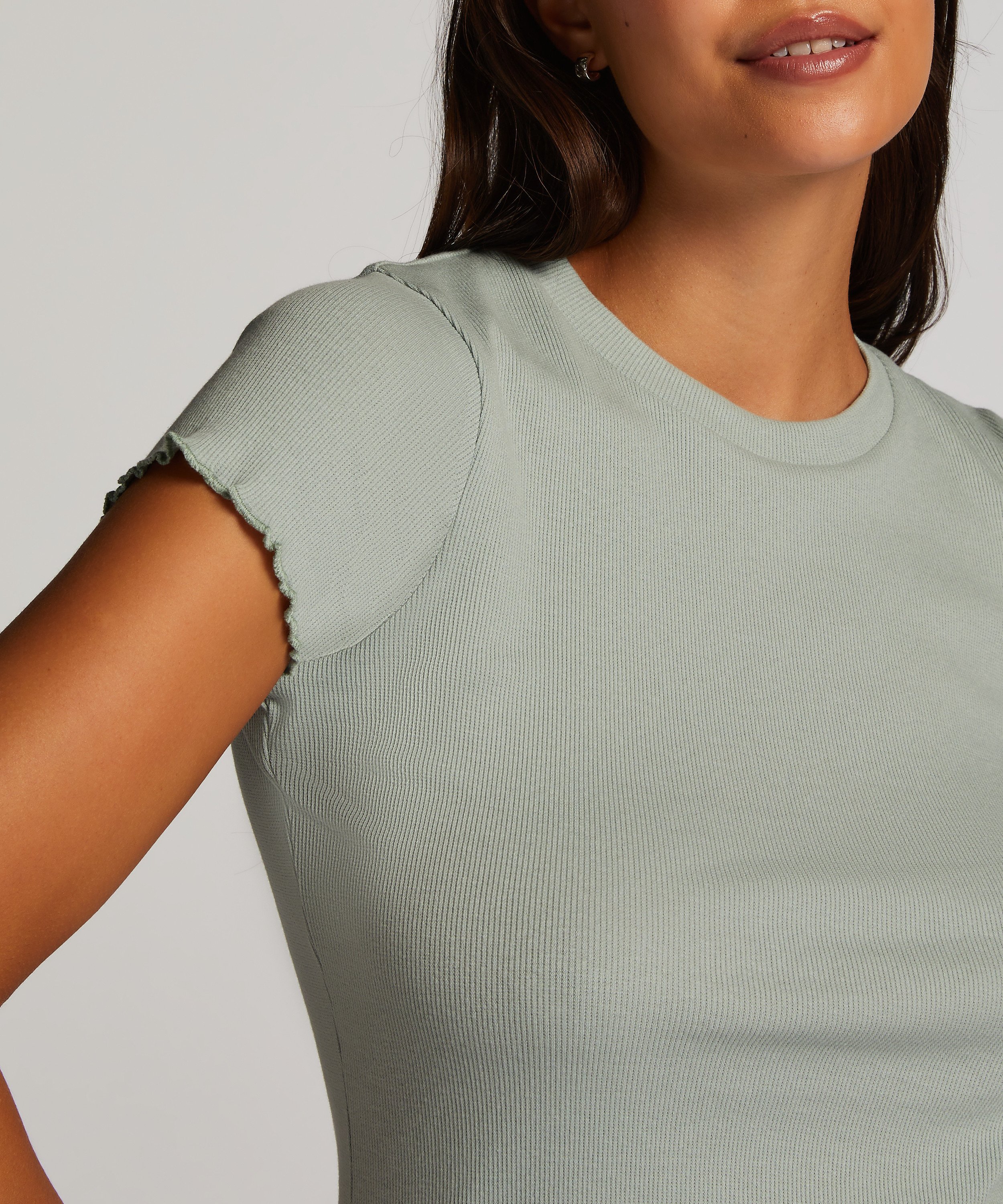 Chemise &agrave; manches courtes en coton, Vert, main