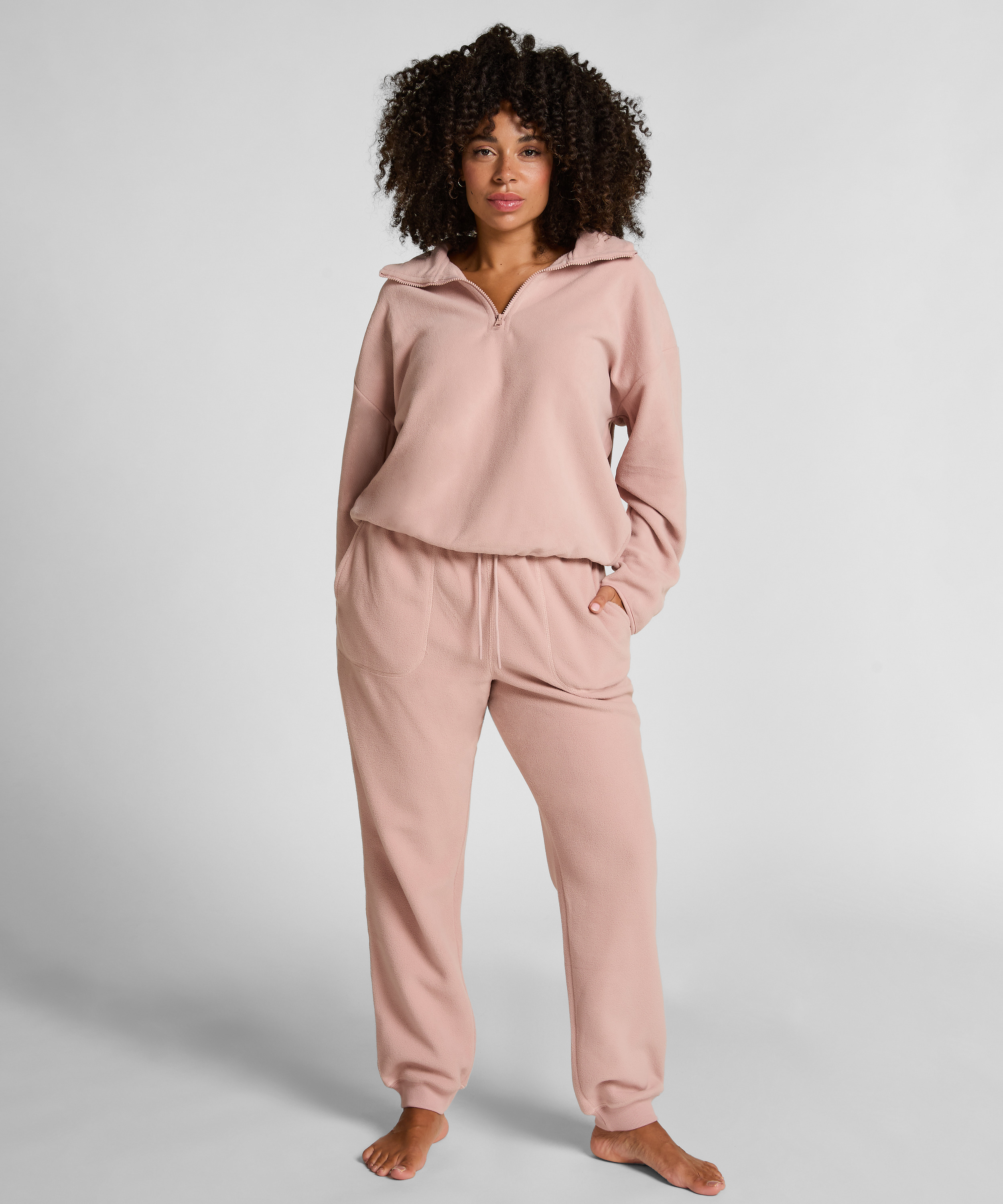 Jogger en polaire sportive, Rose, main