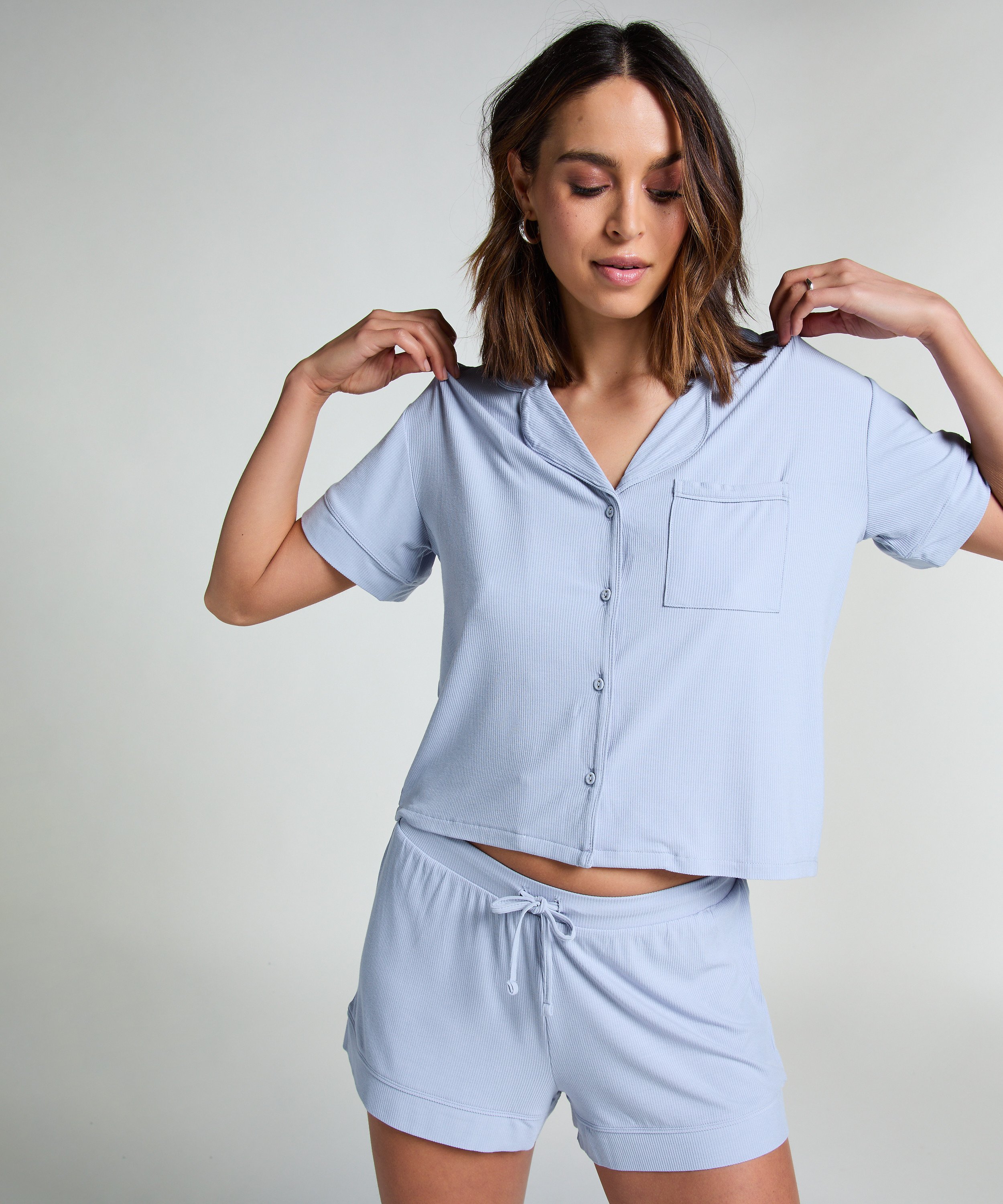 Veste &agrave; manches courtes en jersey Essential, Bleu, main