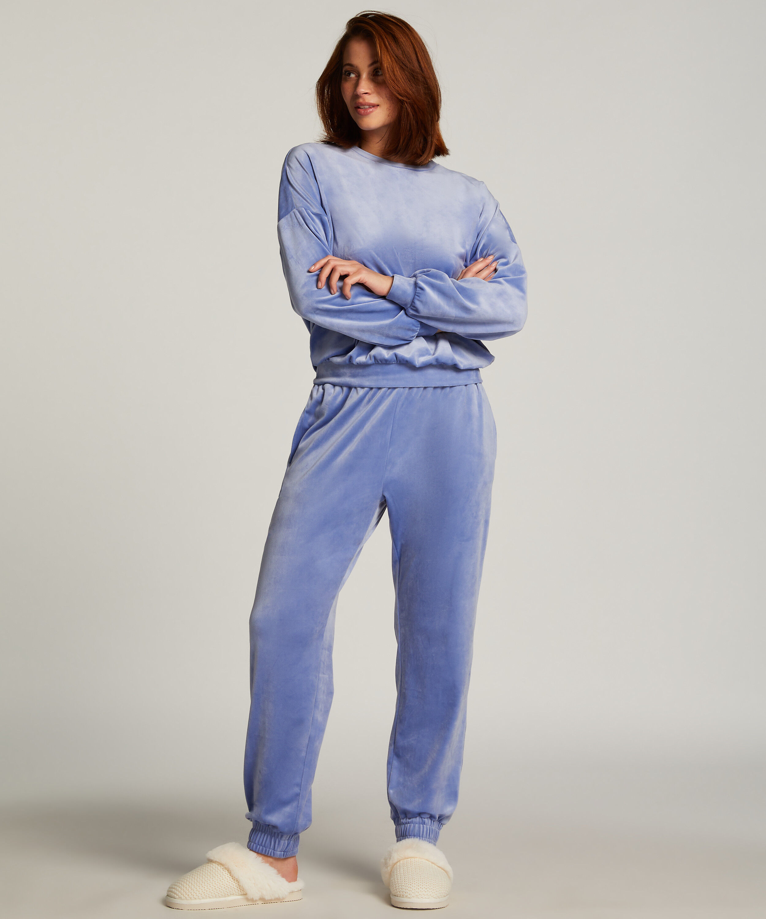 Pantalon de jogging Velours, Bleu Pantalon de jogging Velours, Bleu