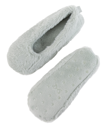 Ballerines en fausse fourrure, Vert