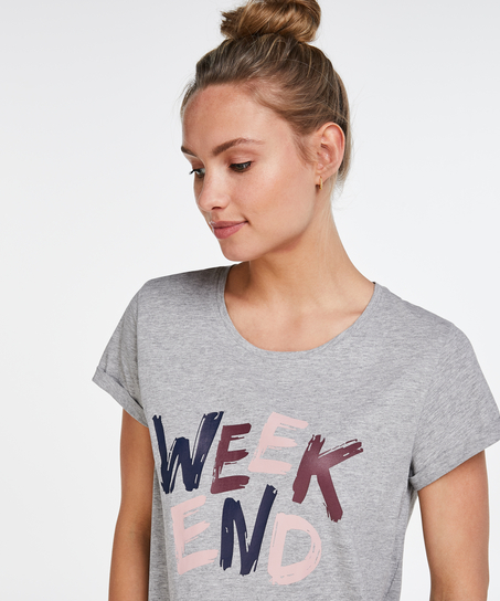 Chemise de nuit à col rond, Gris