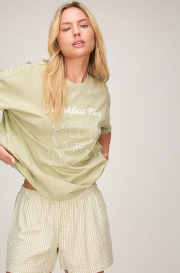 Hunkemöller Ensemble Pyjama avec Short et T-shirt Vert